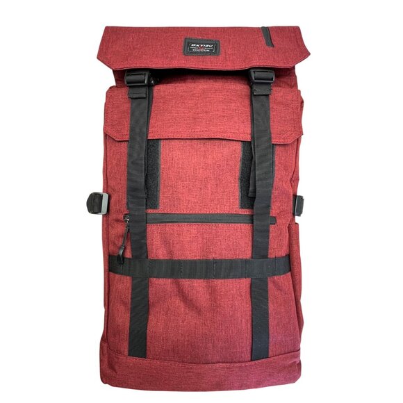 Dxyizu Red Roll-Top With USB Charging Port & Multiple Compartments Backpack Sz L - Picture 1 of 13